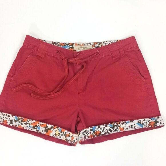 Natural Reflections coral shorts  reversible floral hemline and drawstring waist - Picture 1 of 8